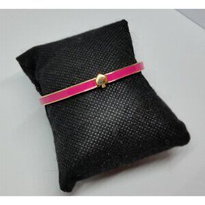 KATE Spade pink logo enamel clamp bangle skinny slim bracelet layering stackable